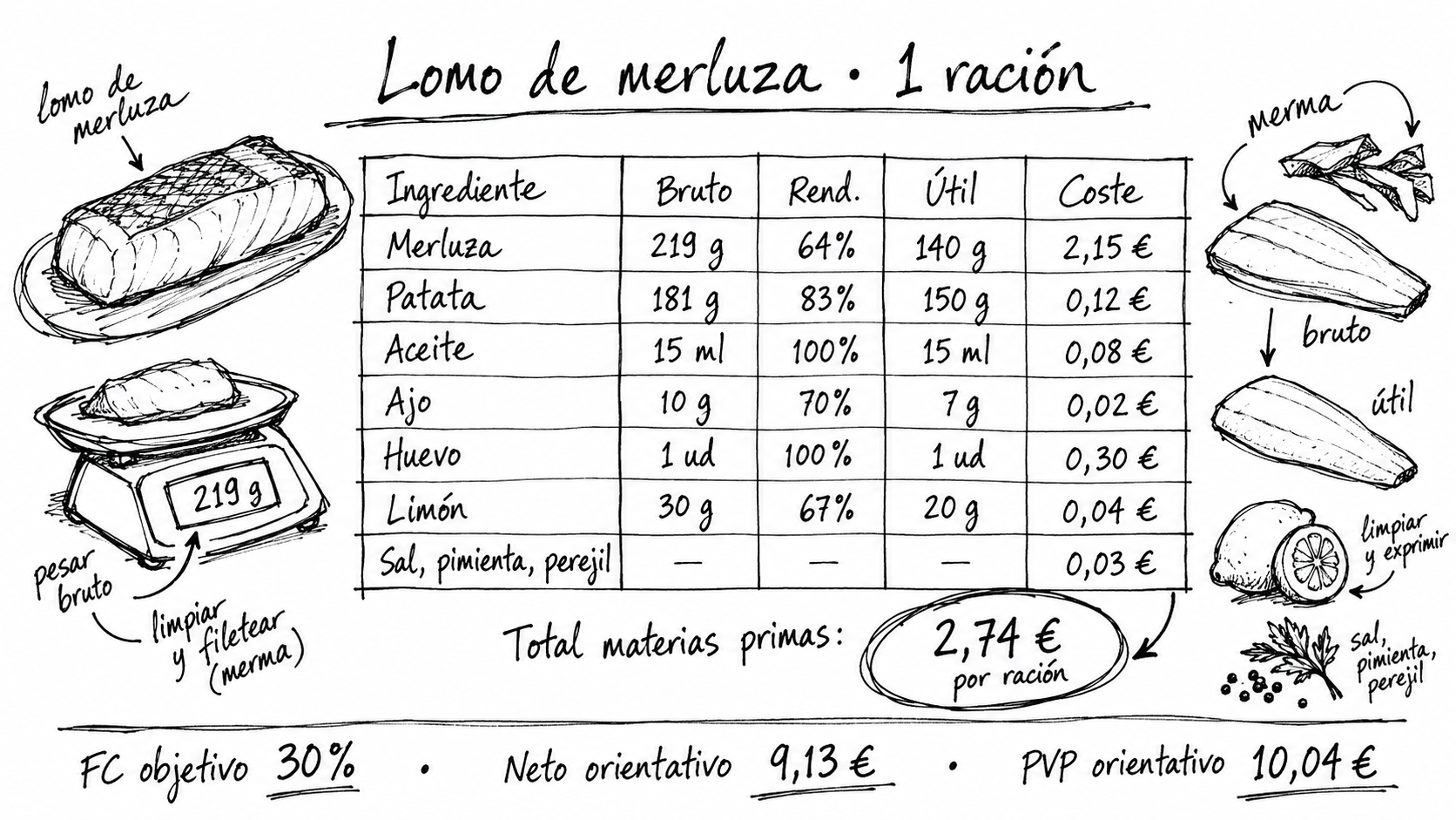 Cómo hacer un escandallo paso a paso